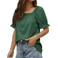 thumbnail image 5 of Vmvidoty Tops for Women Summer Casual Ruffle Trim Sleeve Square Neck T Shirts Army Green XXL, 5 of 8