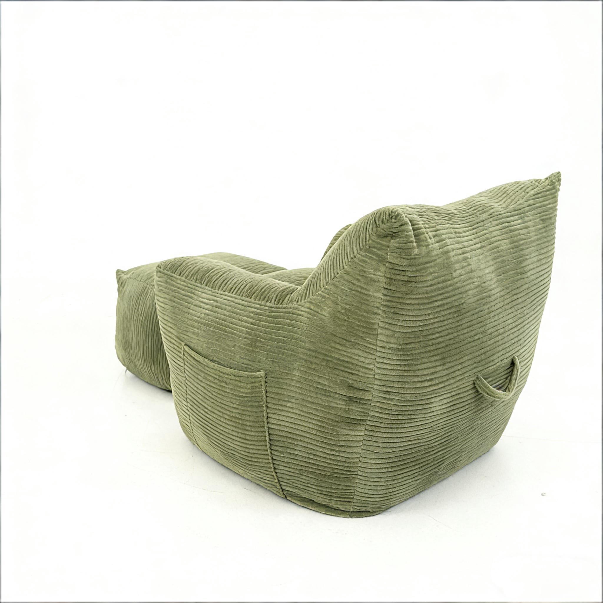 FHFO Giant Bean Bag Chair with Ottoman,Oversized Boneless Couch Chair in a Box, Comfy and Lazy Lounge for Dorm, Living Room, Bedroom, (42”x43”x31”)Green