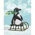 thumbnail image 2 of Fab Funky 26x32 Gold Ornate Wood Framed with Double Matting Museum Art Print Titled - Penguin On Sled, 2 of 4