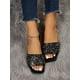 thumbnail image 2 of Women Rhinestone & Faux Pearl Decor Flat Sandals, Summer Slide Sandals, 2 of 4