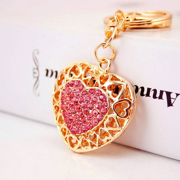 Homoyoyo Rhinestone Heart Shape Keychain Multi Alloy 1Pack Fun Keyring