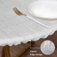 thumbnail image 3 of White Burlap Texture Round Tablecloth, Fitted Table Cover with Elastic for 45"-54" Round Tables, Farmhouse Vintage White Table Cloth Outdoor Indoor Dinning Party Waterproof Tablecloths, 3 of 7