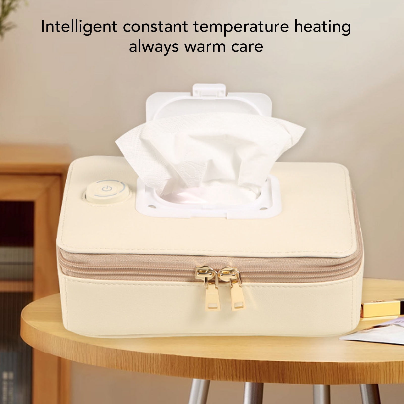 Xirurus Premium Wipe Warmer and Baby Wet Wipes Dispenser with Constant Temperature Heating Feature Designed for Vehicle and Home Use High Quality Portable PU Leather Heating Box Case Black