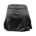 thumbnail image 4 of Dpytoraw Women’s Satin Wrap Skirt Asymmetrical Pleated Solid Color Midi Skirt A-Line Skirts for Women Black, 4 of 4
