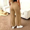 thumbnail image 7 of SBYOJLPB Women's Plus Size Pants Solid Color Elastic Waist Drawstring Pants with Pocket, 7 of 7