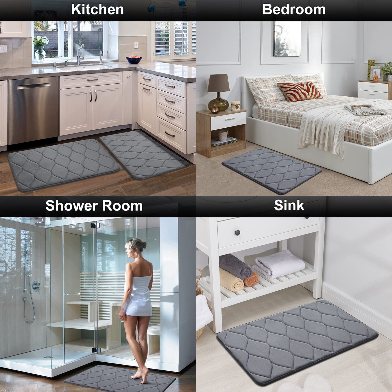 Smiry Memory Foam Bathroom Rugs, Ultra Soft & Non-Slip Bath Runner Mat, 24"x47", Dark Grey
