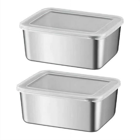 2 Pcs Stainless Steel Lunch Boxes with Sealing Lids, Reusable Food Storage Containers, Metal Lunch Bento Box for Kitchen, Home, Travel, Picnic