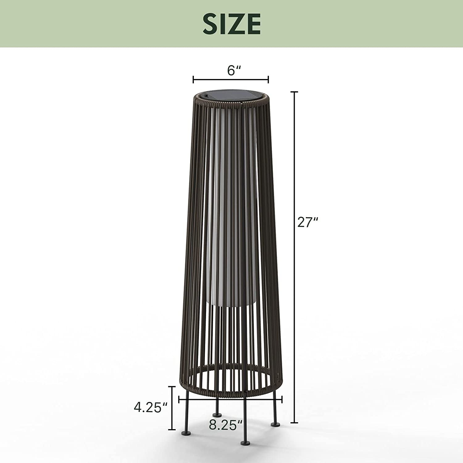 Outdoor Floor Solar Light 2-Pack, All-Weather Wicker Solar Patio Lamp, Dark Brown