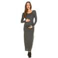 thumbnail image 1 of White Mark MTR891L-03-S Maternity Penelope Maxi Dress, Charcoal - Small, 1 of 2