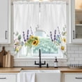 thumbnail image 6 of Spring Daisy Swag Curtains for Kitchen/Bedroom/Living Room, Country Botanicala Flowers Eucalyptus Trees Scalloped Curtains 63 Inch Long, Window Swag Topper Curtains Valances 2 Panels Set 36"x63", 6 of 8