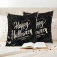 thumbnail image 3 of Happy Halloween Outdoor Waterproof Pillow Covers, Black Vintage Spooky Bats Cobweb Stripes Decorative Square Throw Pillowcase Sofa Cushion Sham for Patio/Couch/Chair, 16"x16" 2 Pack, 3 of 8