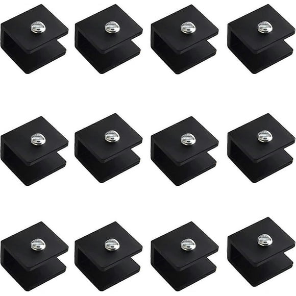 Packaging 12 adjustable 6-8 mm plane glass racks, glass panes, railings, handrails, stairs (black)