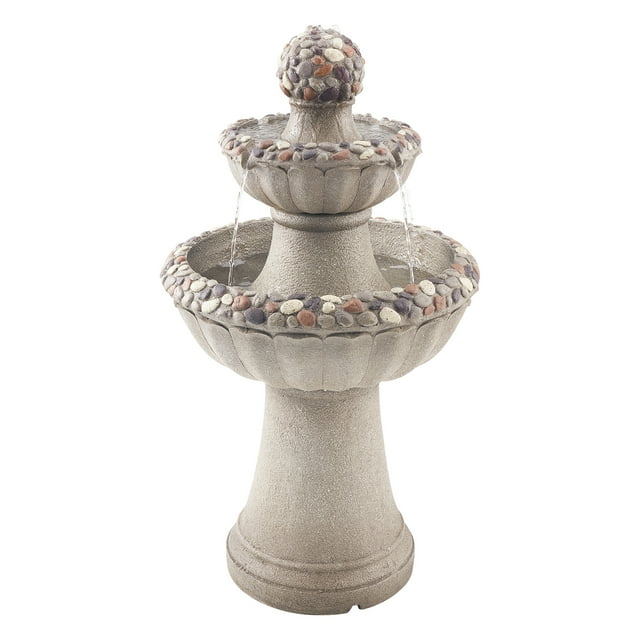 VEVOR Fontaine d'Eau Extérieure à 2 Niveaux, Style Base de Roche, Hauteur de 36,5 Po