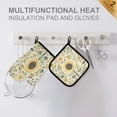 thumbnail image 4 of Yayeee Oven Mitts and Pot Holder Set of 4 Heat Resistant Kitchen Gloves Baking Hot Pad, Floral Birds Pattern, 4 of 5