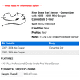 thumbnail image 2 of Rear Brake Pad Sensor - Compatible with 2002 - 2008 Mini Cooper Convertible 2-Door 2003 2004 2005 2006 2007, 2 of 2