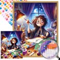 thumbnail image 1 of ZQS2632-AB Diamante AB parcial Diamante Serie personajes trabajadora nocturna Diamante resina 40 * 50 CM Tamaño del lienzo 45 * 55 cm, 1 of 9