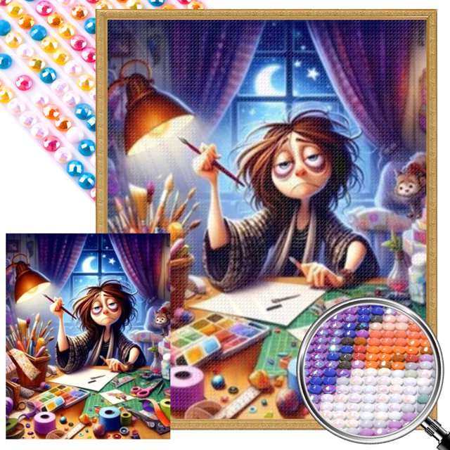 ZQS2632-AB Diamante AB parcial Diamante Serie personajes trabajadora nocturna Diamante resina 40 * 50 CM Tamaño del lienzo 45 * 55 cm