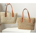 thumbnail image 3 of CoCopeaunt Women Beach Straw Bags Pompom Summer Large Tote Bag Handmade Woven Top-handle Shoulder Handbag, 3 of 4