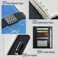 thumbnail image 4 of 9.2x6.7 inch Leather Notebook 100 Sheets, Multi-Pocket Design & Pen Loop White Love Lines Refillable Journal Organizer, 4 of 6