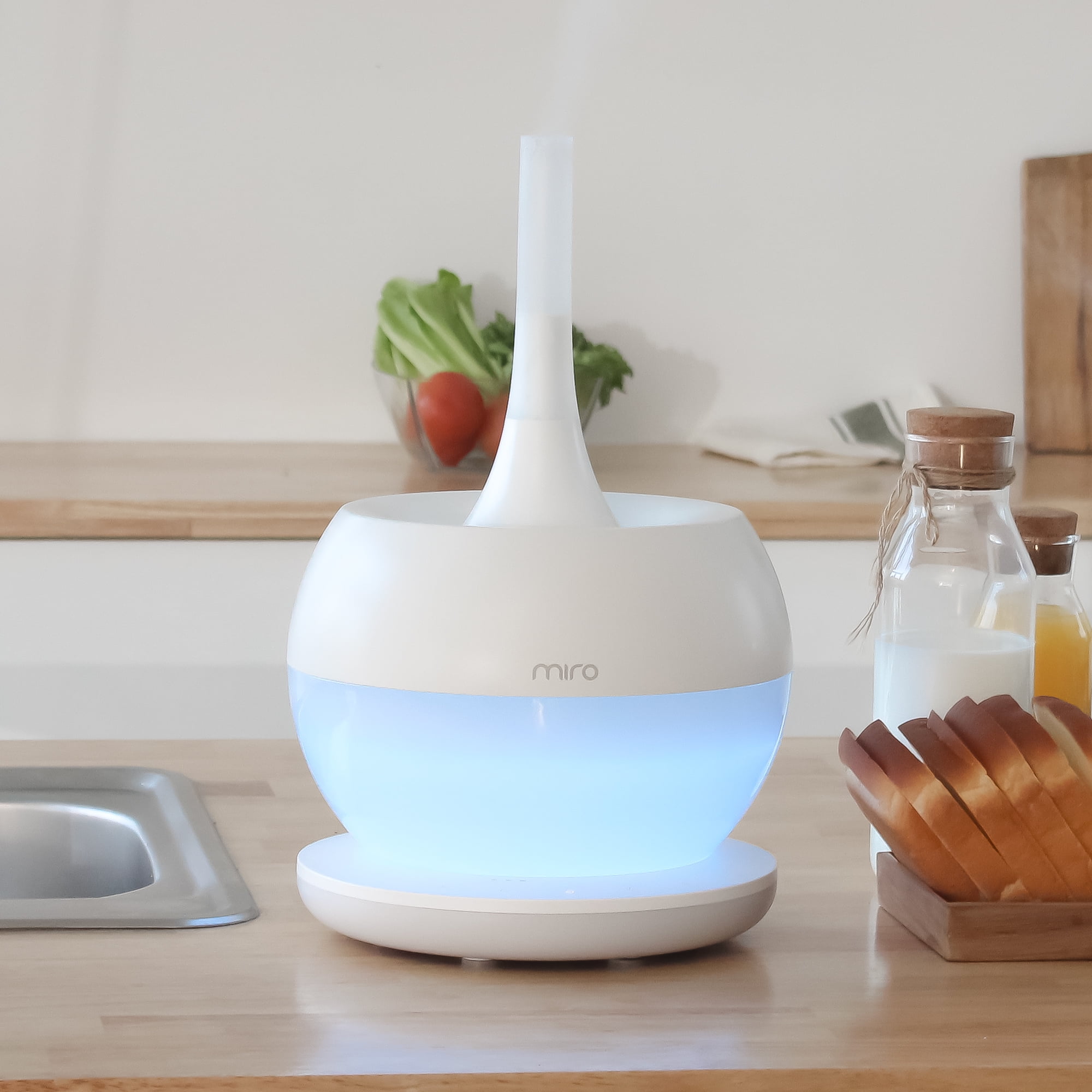 MIRO-NR08M Cream White Completely Washable Modular Sanitary Humidifier, Large Room, Easy to Clean, Easy to Use - Premium Cool-Mist Humidifier. Touch Control Colorful LEDs, Powerful humidification