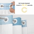 thumbnail image 2 of No Hook Shower Curtain with Snap in Liner, Minimalist Light Blue Gradient Texture Waterproof Bath Curtain Double Layers with See Through Top Window, Modern Monochrome Art Shower Curtains 36x72in, 2 of 9