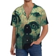 thumbnail image 7 of Lsque Eyes Watching In The Dark print Men's Cuban Collar Short Sleeve Shirt Summer Beachwear Casual Button Down Fashionable Vacation Leisure Shirt-X-Large, 7 of 7