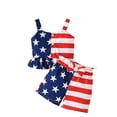 thumbnail image 3 of OOOUM Girls 2 Piece Matching Clothing Set Independence Day Print Sleeveless Top And Shorts Ruffle Stylish And Comfortable Outfits Sets Multicolour 18-24 Months, 3 of 7