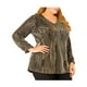 thumbnail image 1 of Blusa de fiesta metálica brillante de manga larga con brillo disco para mujer de tallas grandes Agnes Orinda 4X dorada, 1 of 8