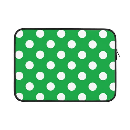 Vsdgher Green And White Polka Dot Laptop Sleeve Water-Resistant Protective Computer Cover Carrying Case Bag Compatible Protective Case-15 inch