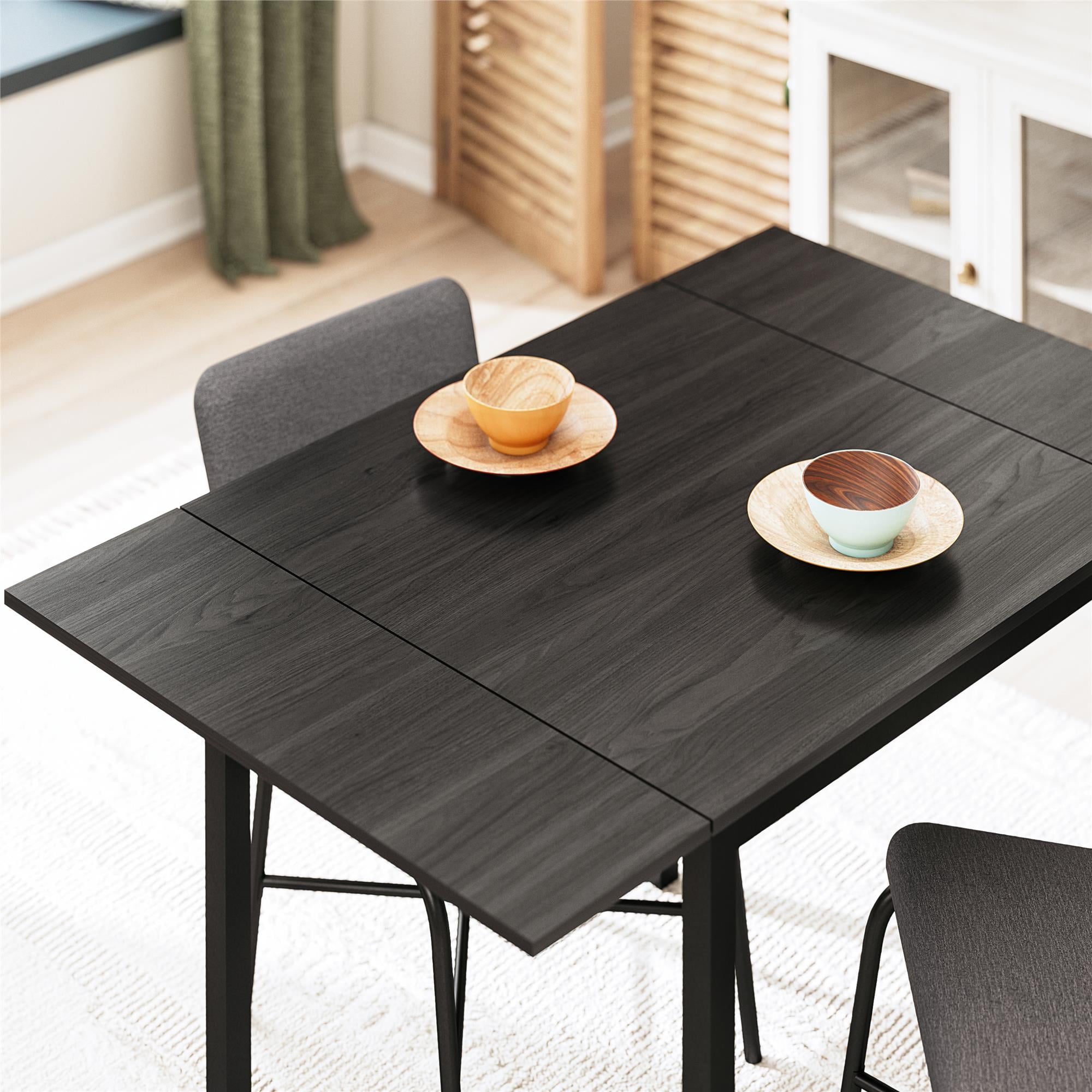 Mainstays 3-Piece Drop Leaf Table and Dining Chair Set, Black