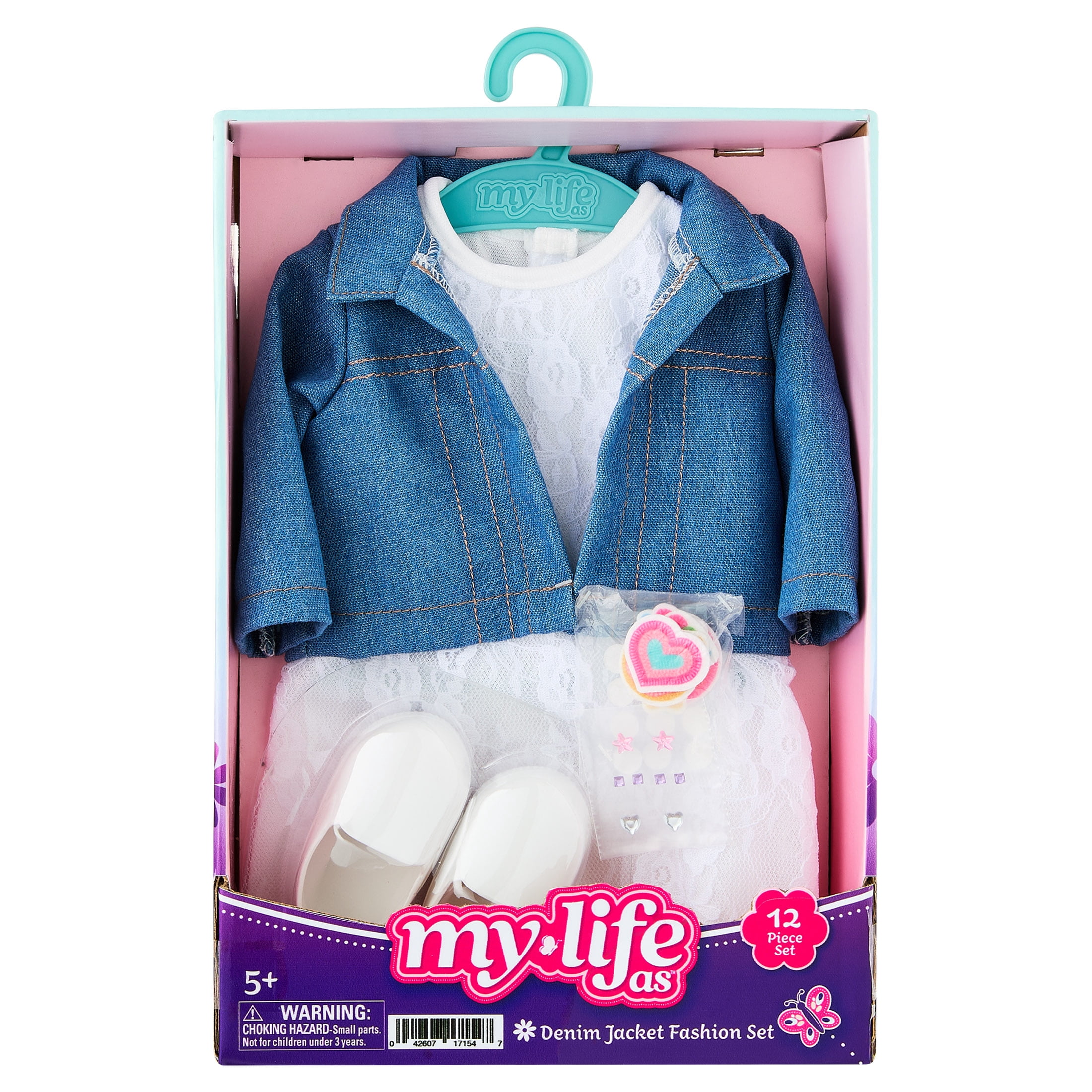 My Life As Denim Jacket Fashion Set for 18-inch Dolls, 12 Piece Collection