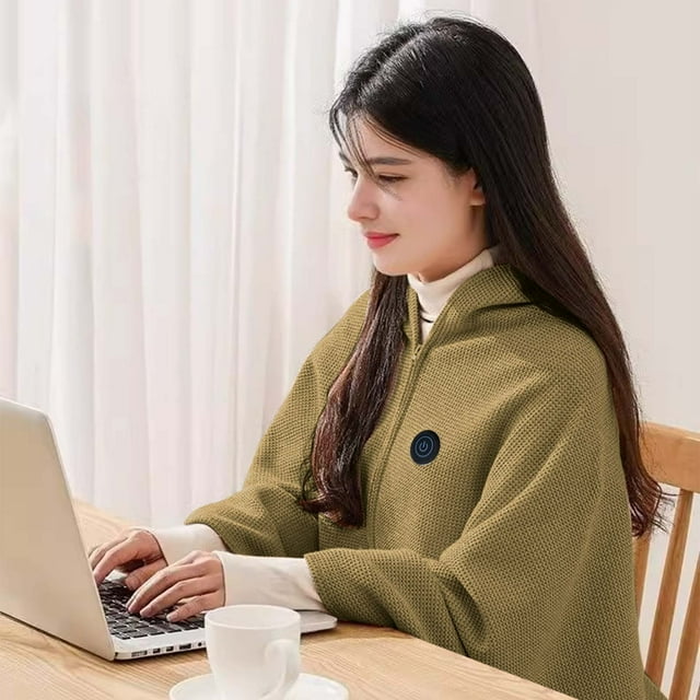 QIPOPIQ Electric Heated Shawl Wearable Blanket,USB Heated Shawl Blanket 3 Temp Setting Wearable Cordless Electric Heated Blanket for Outdoor Indoor