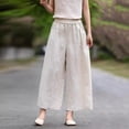 thumbnail image 2 of Women's Plus Size Cotton Blend Elastic Waist Pants, Comfortable Solid Color Pull On Stretch Pants, Functional Pockets Everyday Trousers for Work Casual Daily | TruBelle,Beige L, 2 of 8