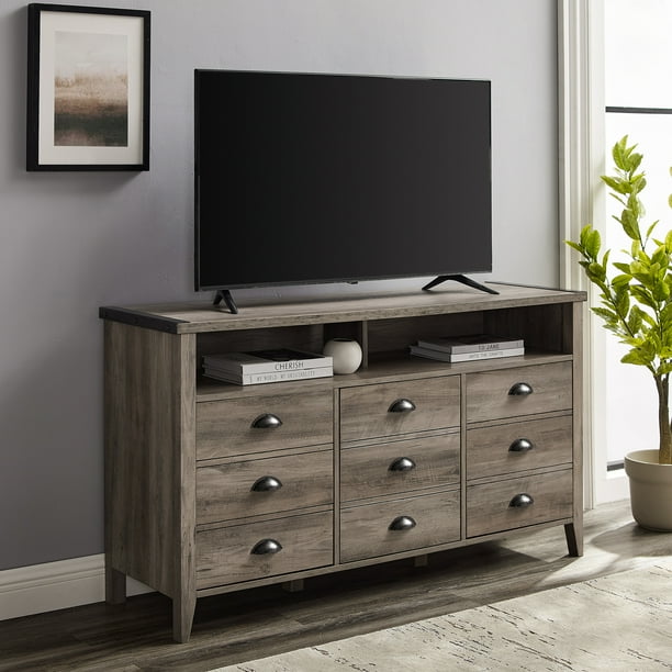 Woven Paths Farmhouse TV Stand For TVs up to 56", Grey Wash Walmart