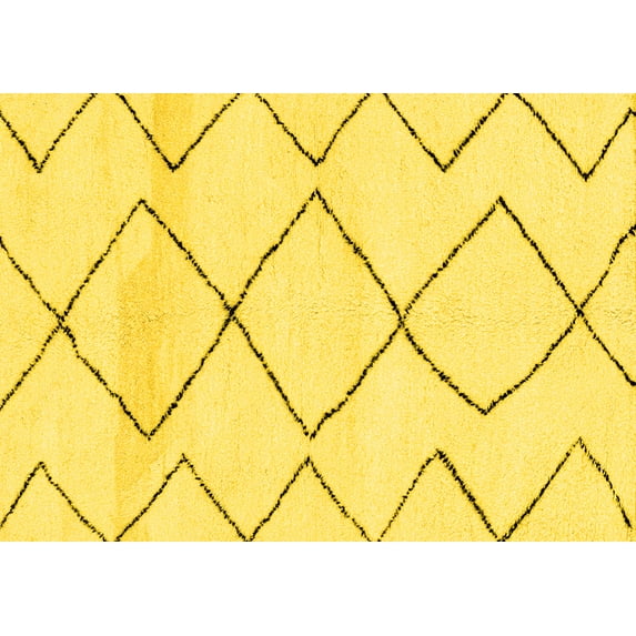 Ahgly Company Machine Washable Indoor Rectangle Solid Yellow Modern Area Rugs, 2' x 4'
