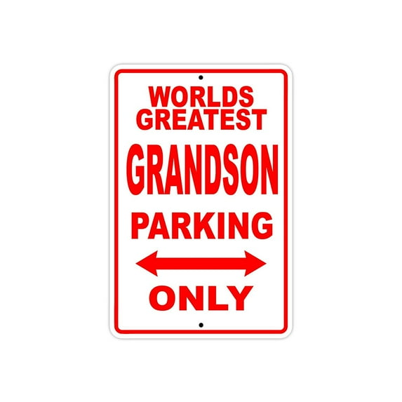 World's Greatest Grandson Parking Only Sign Gift Wall Novelty Aluminum 18"x24"