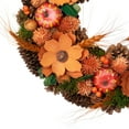 thumbnail image 4 of Northlight Shaved Wood Flowers with Gourds Small Artificial Fall Harvest Wreath - 13.25", 4 of 9