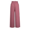 thumbnail image 5 of DDAPJ pyju Womens Cotton Linen Casual Summer Pants Smocked High Waisted Drawstring Wide Leg Pants Dressy Palazzo Pants with Pockets Limited Time Sales Pink S, 5 of 6