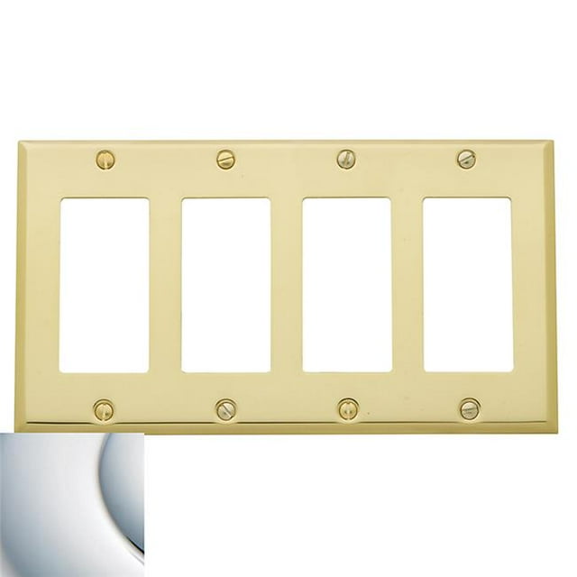 Baldwin 4742260 Quadruple GFCI Beveled Edge Switch Plate, Polished Chrome
