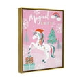thumbnail image 3 of Magical Christmas Pink Unicorn Holiday Graphic Art Metallic Gold Framed Art Print Wall Art, 3 of 6