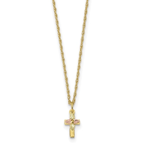 10k Tri-Color Black Hills Gold Cross Necklace
