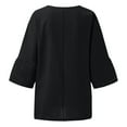 thumbnail image 4 of Fesfesfes Women's Oversize Blosues Home Casual Three-Quarter Sleeves Round Neck T-shirt Solid Color Loose Breathable for Daily Wearing(Black#2,XL), 4 of 4