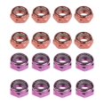 thumbnail image 1 of 16 tuercas universales para eje de pivote de acero al carbono de 2 colores para patineta chocolate violeta, 1 of 8