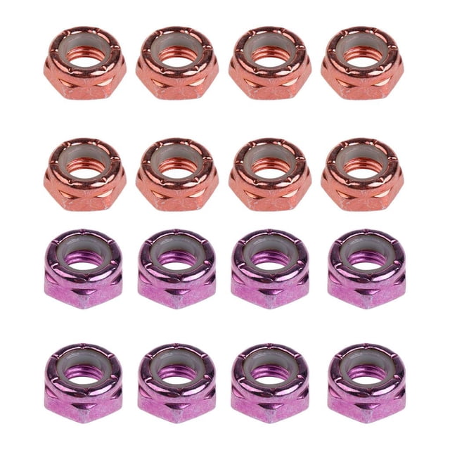 16 tuercas universales para eje de pivote de acero al carbono de 2 colores para patineta chocolate violeta