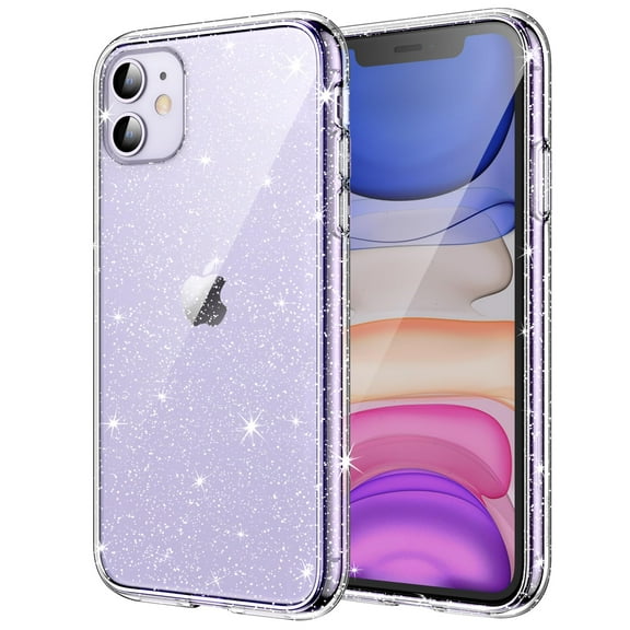 JETech Glitter Case for iPhone 11, 6.1-Inch, Bling Sparkle Shockproof Phone Bumper Cover, Cute Sparkly for Women and Girls (Clear)