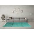 thumbnail image 3 of Ahgly Company Machine Washable Indoor Rectangle Solid Turquoise Blue Modern Area Rugs, 2' x 3', 3 of 4