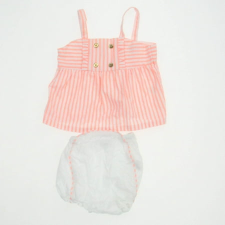 

Pre-owned Janie and Jack Girls Coral | White Apparel Sets size: 3-6 Months