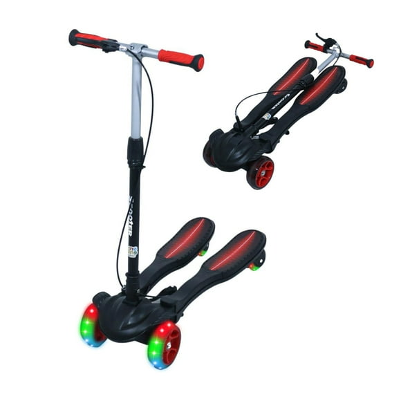 Scooter Patin Del Diablo De Equilibrio 4 Llantas Y Luz Led, Juguete Infantil para Niños y Niñas de 3 Años en adelante, Patín del Diablo, 4 Ruedas