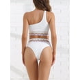 thumbnail image 3 of DARING DIVA Women's 2 Piece Ribbed One Shoulder Color Braided Trim Bikini Set XL White, 3 of 6