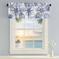 thumbnail image 5 of Vintage Nautical Window Valance for Kitchen, Summer Navy Blue Compass Shell Starfish Map Rod Pocket Short Curtain for Small Windows, Light Filtering Decorative Valance, 60 x 14 Inch, 1 Panel, 5 of 9